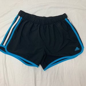 (ADIDAS) Black, blue and white running shorts